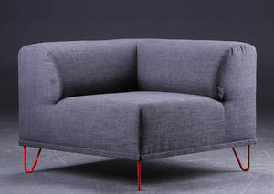 Nomad Sofamodul, grå med røde ben.