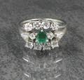 Smaragd Diamantring, ca. 0.75 ct.