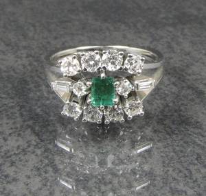 Smaragd Diamantring, ca. 0.75 ct.