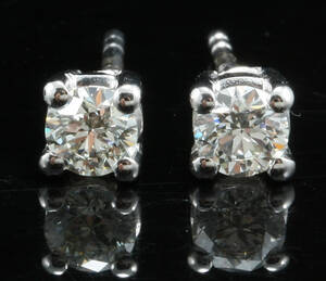 Earrings in 14k set with brilliant cut diamonds 0.42ct This lot has been put up for resale under the new lot no. rnrn4485469