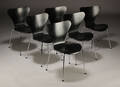 Arne Jacobsen. Seks 7er spisestole, model 3107 6