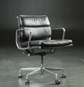 Charles Eames. Soft Pad kontorstol, sort læder