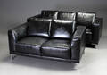 To og tre pers. sofaer betrukket med sort læder 2