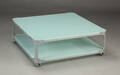 Italiensk glas sofabord med aluminiums stel