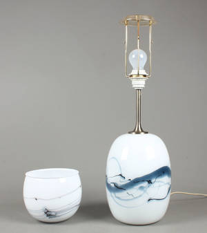 Holmegaard. Sakura bordlampe samt skål