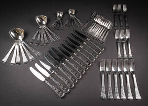 W.  S. Sørensen. Orkidé spisebestik af sølv 56