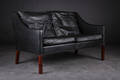 Børge Mogensen 2-pers. sofa med sort læder, model 2208  