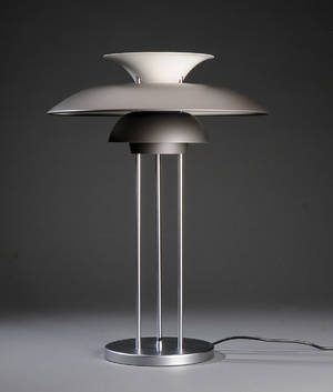 Poul Henningsen. PH5 bordlampe, grålakeret.