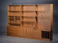 Reolsystem af fineret teak, 6 moduler