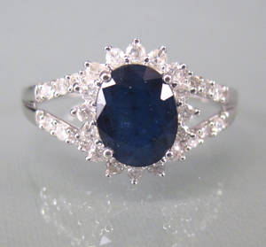 Safir- og diamantring
