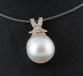 14K South Sea Pearl  Diamond pendant approx. 0.07ct