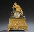 Fransk Napoleon III kaminur af forgyldt og patineret bronze, 1800-tallets midte Denne vare er sat til omsalg under nyt varenummer 4472759