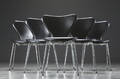 Arne Jacobsen. Seks 7er stole model 3107, sort læder 6