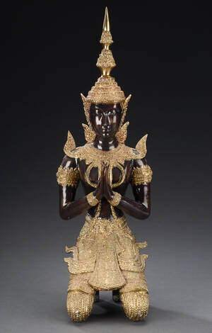 Thailandsk figur af messing, 1900-tallet