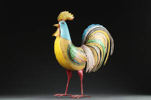 Hane af bemalet metal, H. 74 cm