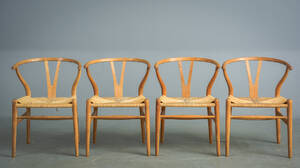 Hans J. Wegner. Y- stole med stel af massivt egetræ
