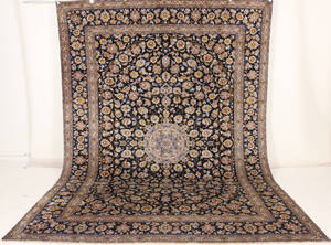 Persisk handknuten matta blå Kashan 402x300 cm