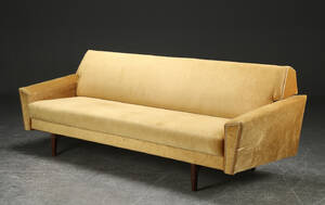 Sovesofa, velour, dansk møbelproducent