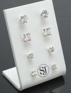 4 par ørestikker med cubic zirkonia, sterling sølv Denne vare er sat til omsalg under nyt varenummer 5034804