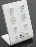 4 par ørestikker med cubic zirkonia, sterling sølv