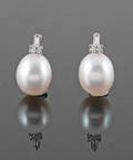 Pearl earrings  in 9kt with diamonds 0.05 ct 