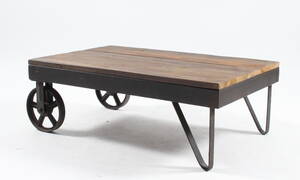 Sofabord på hjul med elmetræ