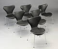 Arne Jacobsen. 7er seks spisestole, model 3107 6 Denne vare er sat til omsalg under nyt varenummer 4479451