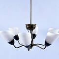 TAKLAMPA, metall och glas, 1900-tal.