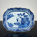 A Blue and White Contoured Dish
