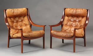 Dansk møbelproducent. Par lænestole, 197080erne 2