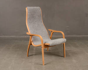 Yngve Ekström, fåtölj Lamino, grå teddy textil