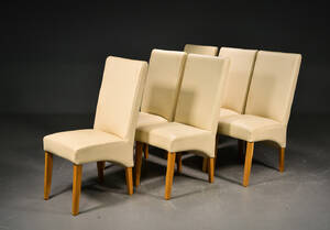 Spisebordsstole med lyst læder 6