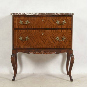 BYRÅ med marmorskiva, rokokostil 1900-tal.