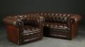 Tre-pers. samt to-pers. sofa, læder, Chesterfield stil 2 
