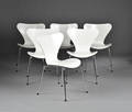 Arne Jacobsen. Sæt på seks stole model 3107,