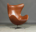 Arne Jacobsen. Hvilestol, Ægget i brunt læder. Denne vare er sat til omsalg under nyt varenummer 4475646