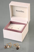 Pandora ørestikkere 14 kt. med diamant, røgtopas og perle 2