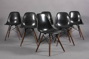 Charles Eames Sæt på seks stole, model DSW sorte 6