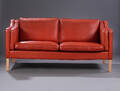 Hurup Møbelfabrik, To-pers. sofa betrukket med rødt læder