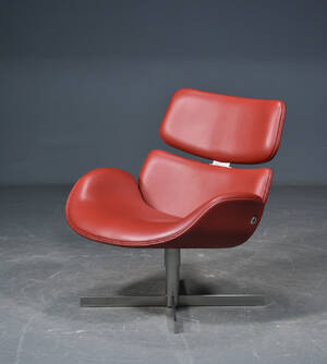 Lænestol med rødt læder