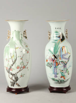 To kinesiske vaser af porcelæn, 1900-tallet 2
