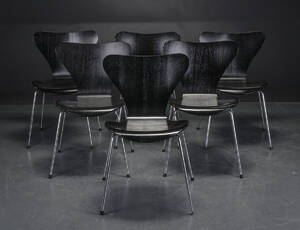 Arne Jacobsen. Sæt på seks 7er stole 3107 6