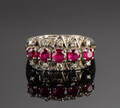Rubin-og diamantring, 14 kt 