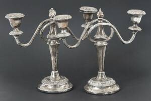 Kandelabrar ett par, nysilver, England, 1900-tal