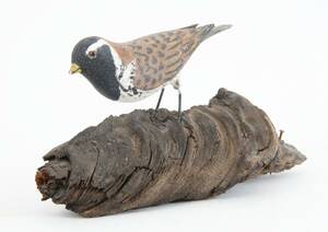 Träskuren och bemålad fågel, daterad 1963