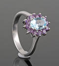 Amethyst  blue topaz ring