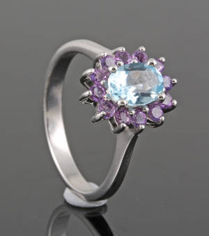 Amethyst  blue topaz ring