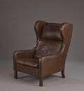 Øreklapstol, brun læder