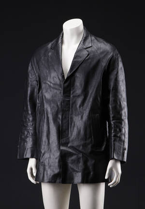 Prada. Blazer, sort læder. Str. 52