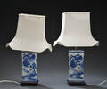 Et par kinesiske bordlamper af porcelæn, 19002000-tallet 2